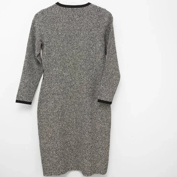 CH Carolina Herrera Dress Jacquard Knit Midi Long Sleeve Black White Size Small - Picture 2 of 6